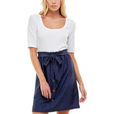 

Женское многослойное платье-футляр с вырезом Ultra Flirt для юниоров BHFO 5244, Knit denim