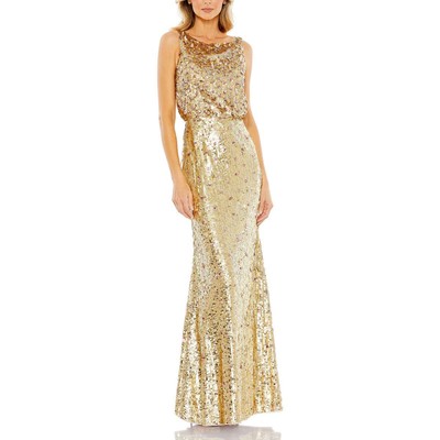 Женское вечернее платье-блузон Mac Duggal с золотыми блестками, 6 BHFO 5829