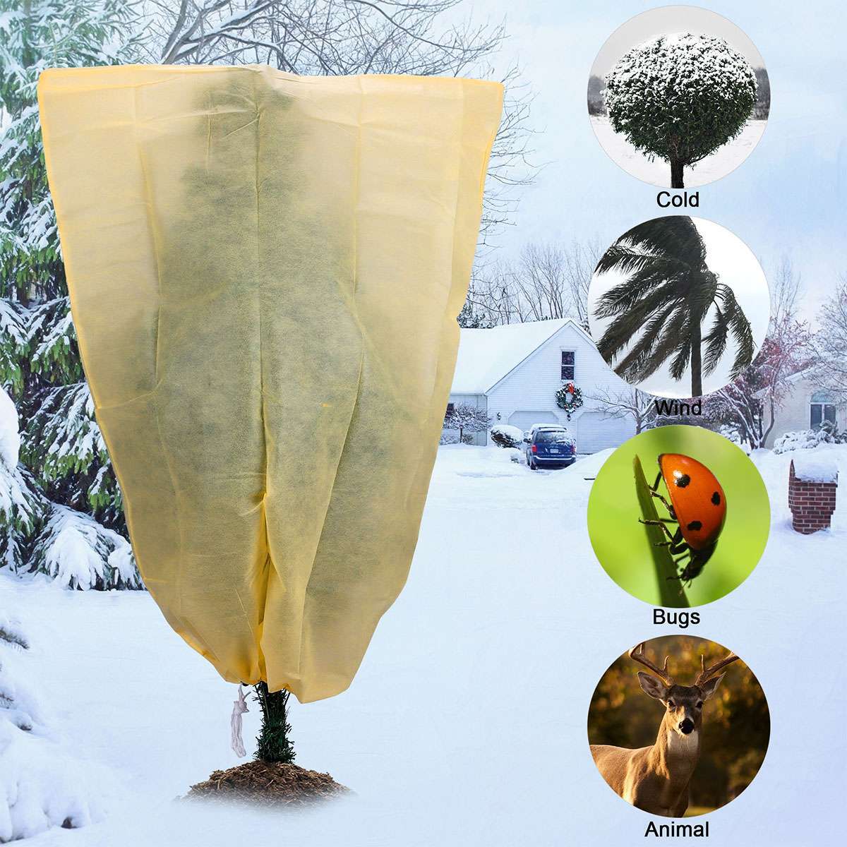 Frost Freeze Protection Bags For Plants Winter Drawstring Garden Plant Cover Bag