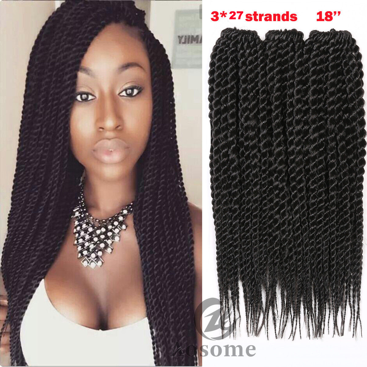 3 Bundles Havana Mambo Twist Crochet Braid Synthetic Senegalese