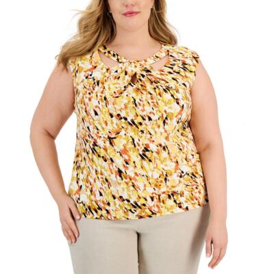 

Женская блузка-пуловер с круглым вырезом Kasper Comfort Plus BHFO 0669, Butterscotch/daffodil combo