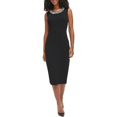 Женское платье-свитшот миди без рукавов с декором от Карла Лагерфельда в Париже BHFO 1532