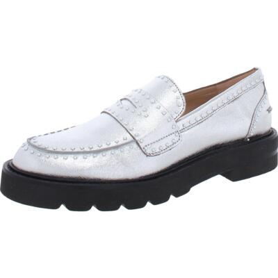 

Stuart Weitzman Женские кожаные лоферы без шнуровки Parker с эффектом металлик BHFO 3025, Серебряный, Parker