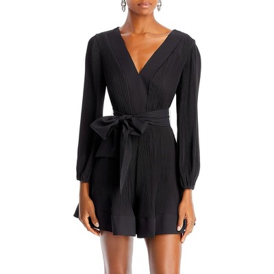 Milly Womens Black Mini Pleated Belted Fit & Flare Dress 6 BHFO 8185