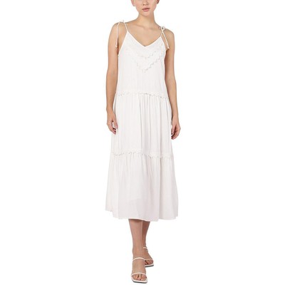 

Black Tape_ Женский белый длинный летний сарафан в тонкую полоску  BHFO 6016, Off white
