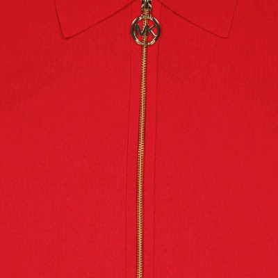 Pre-owned Michael Kors Short-sleeved Logo Zip Dress, Size Small In Red