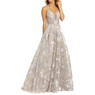 

Женское бежевое длинное вечернее платье с вышивкой Mac Duggal  BHFO 8603, Dusty rose
