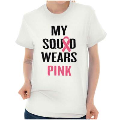 Breast Cancer Awareness Pink Squad Fight BCA Womens Graphic Crewneck T Shirt Tee