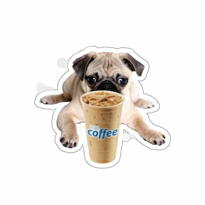 Pug Puppy Ice Coffee Kiss-Cut Stickers