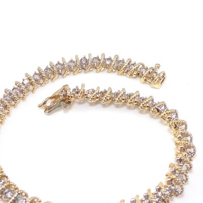 14K Yellow Gold 1 1/2 ct Natural Diamond Tennis Bracelet 7.5