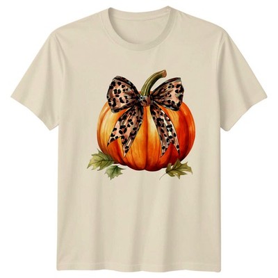 Leopard Print Pumpkin Spice Everything Womens T-Shirt Fall Seasonal