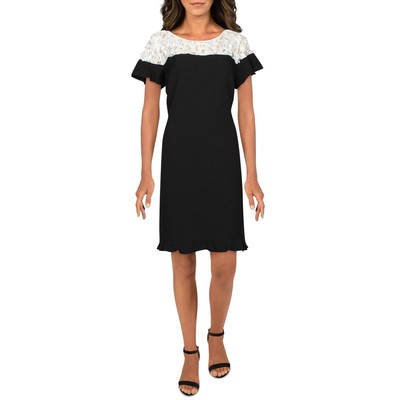 Женское коктейльное платье с круглым вырезом и кружевной отделкой от Карла Лагерфельда в Париже 0 BHFO 2012