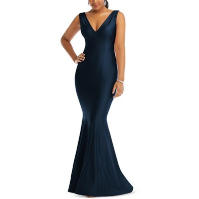 Женское темно-синее сатиновое вечернее платье-русалка с рюшами Cynthia & Sahar, L BHFO 8498