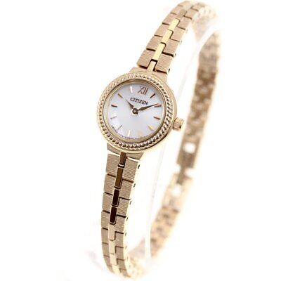 Pre-owned Citizen Eg2984-59a Watch Kii: Gold Band White Dial Analog Round Metal Bracelet