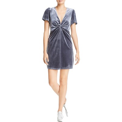 Женское мини-платье из синего бархата цвета морской волны с узлом-шрифтом Night Out Mini Dress L BHFO 3629