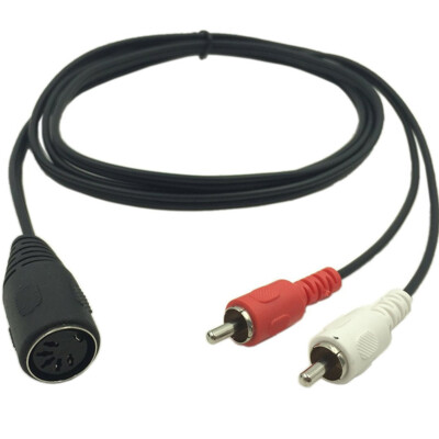 Din 5 Pin Female Socket to 2x RCA Phono Male Plug AMP Audio Adapter Cable 150cm