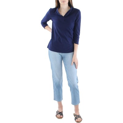 

Женская вязаная футболка с воротником-стойкой Anne Klein Henley Top BHFO 0867, Distant mountain