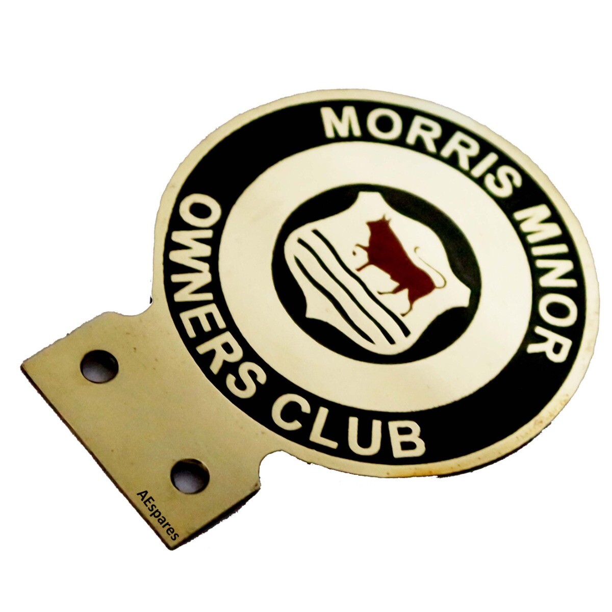 Vintage Morris Minor Owners Car Club Heavy Brass Enamel Front Grill Badge  