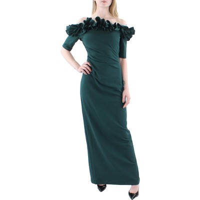 Женское вечернее платье из зеленого крепа с оборками Xscape 8 BHFO 5613