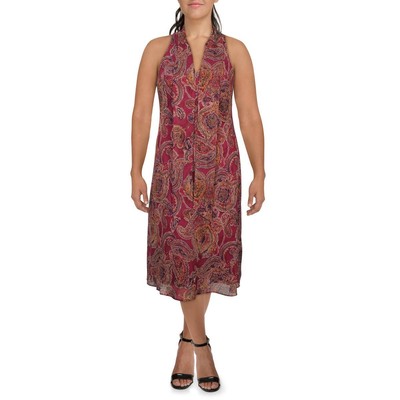 Женское фиолетовое платье миди из жоржета с пайетками Lauren Ralph Lauren 14 BHFO 7477