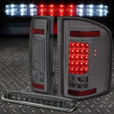 ДЛЯ 07-14 CHEVY SILVERADO СВЕТОДИОДНЫЙ ЗАДНИЙ ФОНАРЬ + ТОНИРОВАННЫЙ ДВУХРЯДНЫЙ ТРЕТИЙ СТОП-СИГНАЛ/ГРУЗОВОЙ ФОНАРЬ