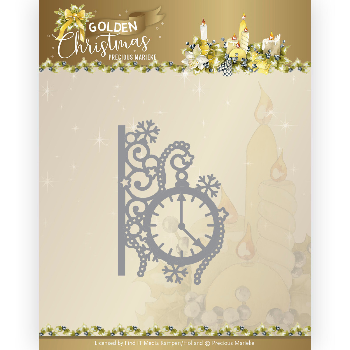 Stanzschablone - Precious Marieke - Golden Christmas - Traditionelle Uhr