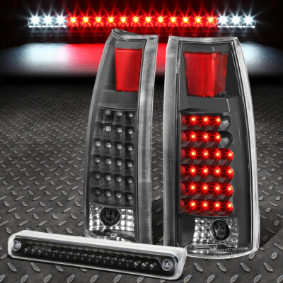 ДЛЯ 88-00 CHEVY/GMC C/K ПОЛНЫЙ СВЕТОДИОДНЫЙ ЗАДНИЙ ФОНАРЬ + ТРЕТИЙ СТОП-СИГНАЛ/ГРУЗОВОЙ ФОНАРЬ ЧЕРНЫЙ/ПРОЗРАЧНЫЙ