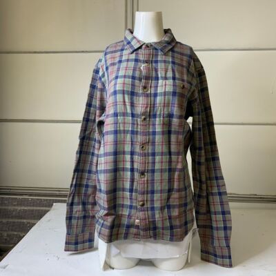 MARINE LAYER Cole Textured Twill Shirt Men's Size M/L Green Plaid
