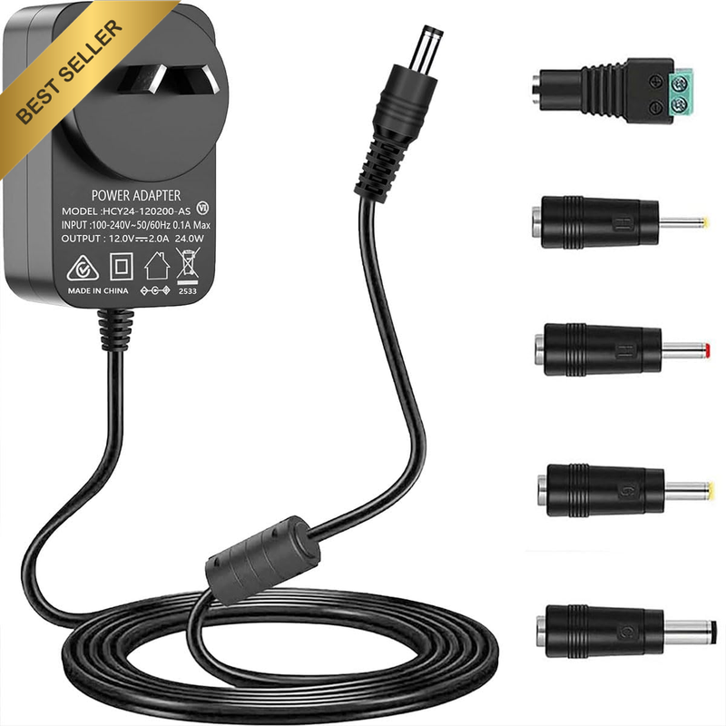 SAA Certified 12V 2A Power Supply, 12Volt 2Amp AC/DC Adapter Wall Charger for Ex