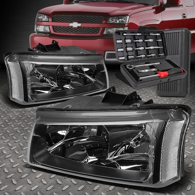 ДЛЯ 03-06 CHEVY SILVERADO AVALANCHE ЧЕРНЫЙ КОРПУС ПРОЗРАЧНАЯ БОКОВАЯ ФАРА + НАБОР ИНСТРУМЕНТОВ