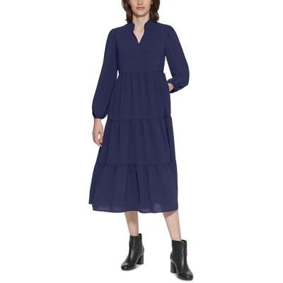 

Женское темно-синее многоуровневое платье миди до середины икры Jessica Howard Petites  BHFO 3901, Navy