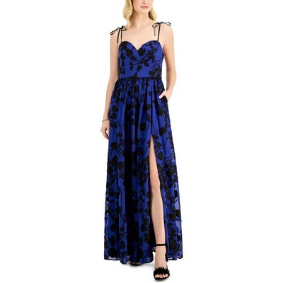 

Женское синее вечернее платье с вышивкой Aidan by Aidan Mattox  BHFO 7161, Royal blue/black
