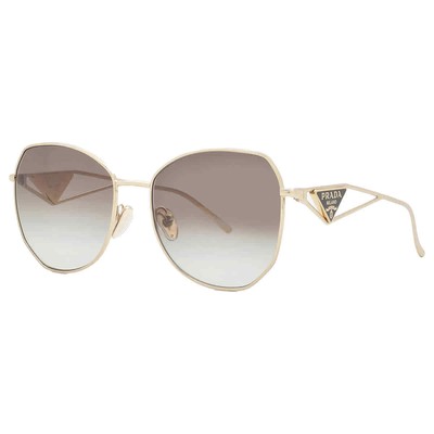 Pre-owned Prada Green Gradient Irregular Ladies Sunglasses Pr 57ys Zvn0a7 57