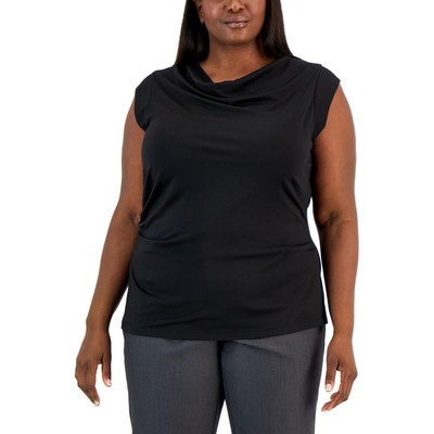 Женская черная трикотажная драпировка Anne Klein с многослойным вырезом-ракушкой Plus 0X BHFO 2577