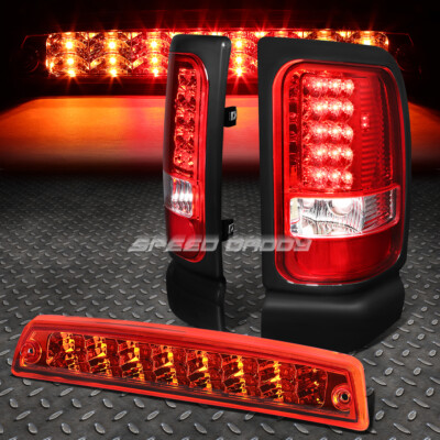 ХРОМИРОВАННЫЙ КОРПУС КРАСНОГО СВЕТОДИОДНОГО ЗАДНЕГО ФОНАРЯ + 3-Й СТОП-СИГНАЛ ДЛЯ 94-02 DODGE RAM 1500-3500