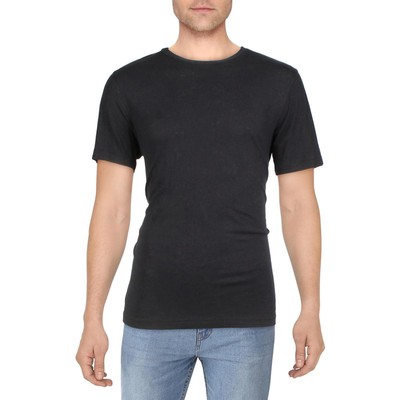 

Мужская темно-синяя футболка из смесового льна с короткими рукавами The Mens Store  BHFO 3419, Dark blue