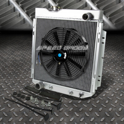 3-РЯДНЫЙ АЛЮМИНИЕВЫЙ РАДИАТОР + КОМПЛЕКТ ИЗ 1X 14 ВЕНТИЛЯТОРОВ ЧЕРНОГО ЦВЕТА ДЛЯ 60-66 FORD/MERCURY SBC 3.3 I6/V8