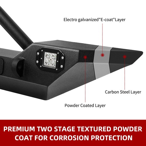 for 2007-2018 Jeep Wrangler JK & Unlimited Front Bumper w/ LED Lights & D-Rings