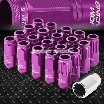 ОТКРЫТЫЙ КОНЕЦ ФИОЛЕТОВОГО АЛЮМИНИЕВОГО ШЛИЦА С 16 ВЫСТУПАМИ + 4 СТОПОРНЫЕ ГАЙКИ + КЛЮЧ M12X1.5 50 ММ 21 ММ В ДИАМЕТРЕ