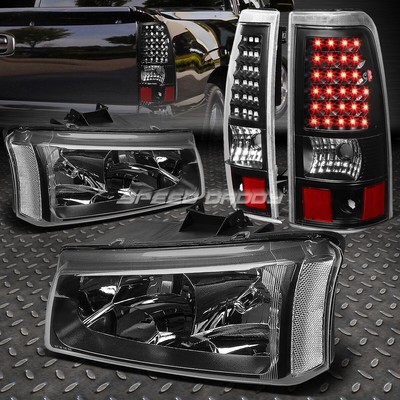 ЧЕРНАЯ + ПРОЗРАЧНАЯ УГЛОВАЯ ФАРА + СВЕТОДИОДНЫЙ ЗАДНИЙ ТОРМОЗ /ЗАДНИЙ ФОНАРЬ ДЛЯ 03-07 CHEVY SILVERADO