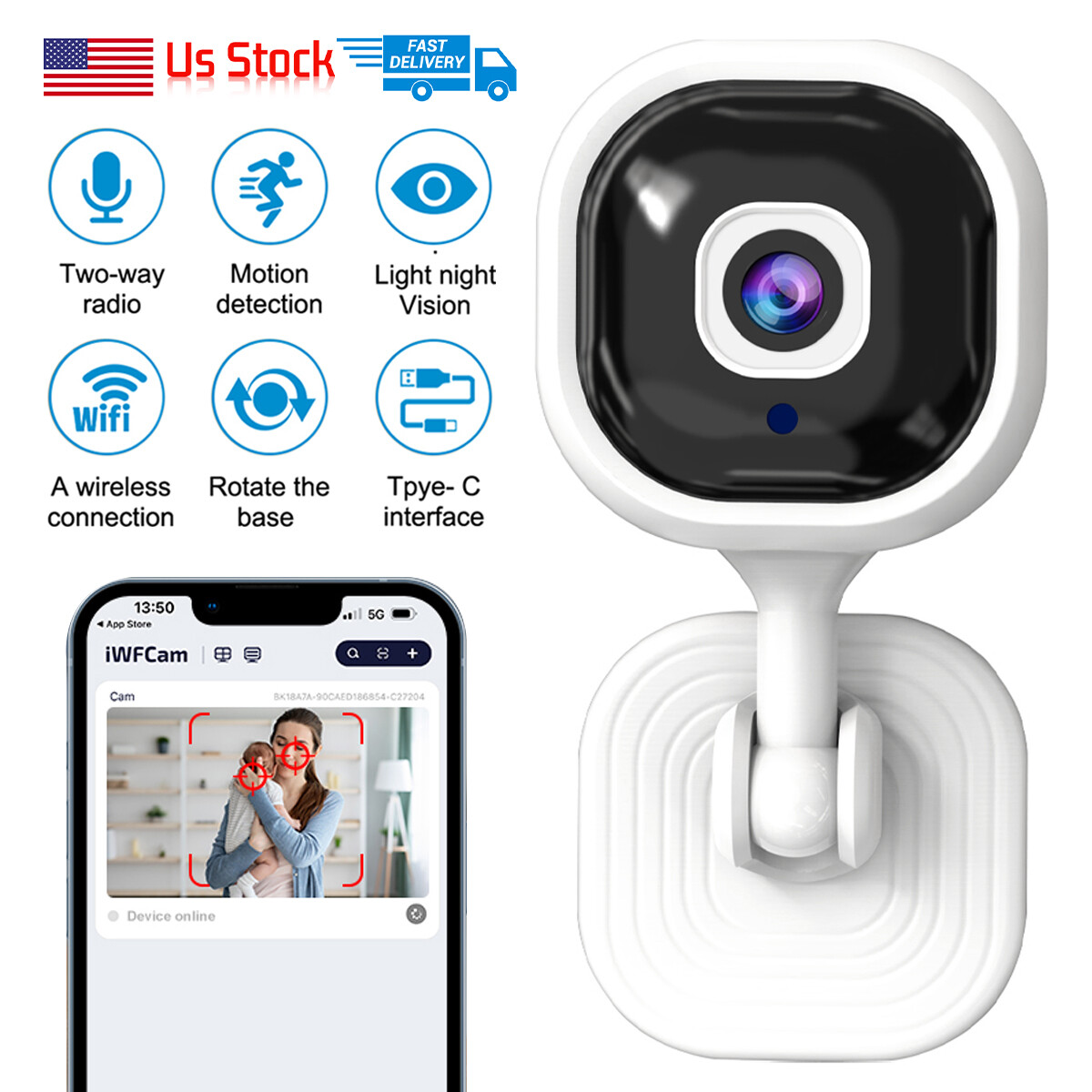 1080p HD Indoor/Outdoor Two Way Video Security Camera for Se