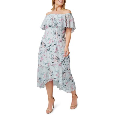 

Женское синее платье миди Adrianna Papell с цветочным принтом размера плюс  BHFO 3584, Mint multi