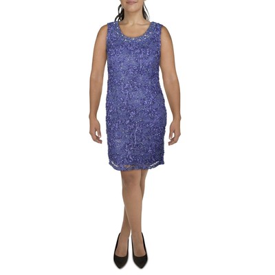 

Женское синее кружевное платье для коктейлей и вечеринок R-M Richards Petites  BHFO 4703, Dark iris