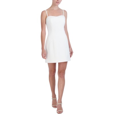 Женское мини-платье для коктейлей и вечеринок BCBGMAXAZRIA, расшитое бисером цвета слоновой кости, 8 BHFO 2320