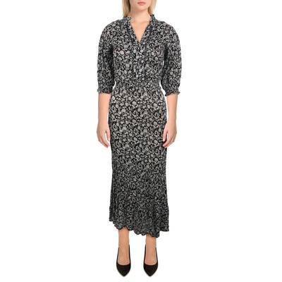 

Женское черно-белое дневное платье макси с рукавами до локтя Harlow - Rose  BHFO 2104, Black-white