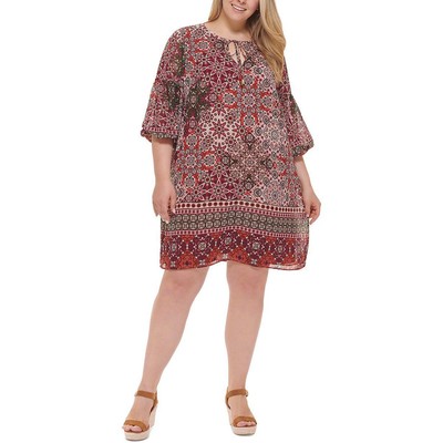 

Женское шифоновое платье прямого кроя с принтом Vince Camuto Plus BHFO 4231, Rust