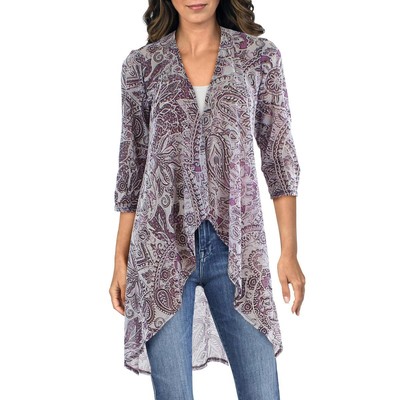 

R-M Richards Женский фиолетовый сетчатый пиджак с открытым передом Duster  BHFO 6550, Eggplant