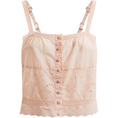 

Женская розовая укороченная рубашка на пуговицах без рукавов Guess  BHFO 6910, Peach touch multi