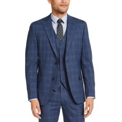 Alfani Mens Navy Plaid Slim-Fit Business Sportcoat Blazer 38L BHFO 2285