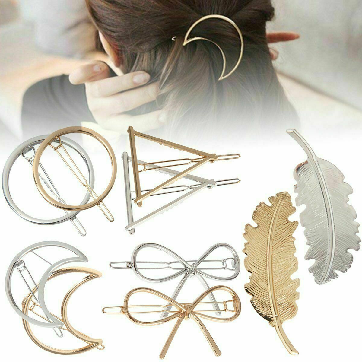 Charm Hair Clip Gold Silver Triangle Geometric Hairpin Headband Girl Barrette W